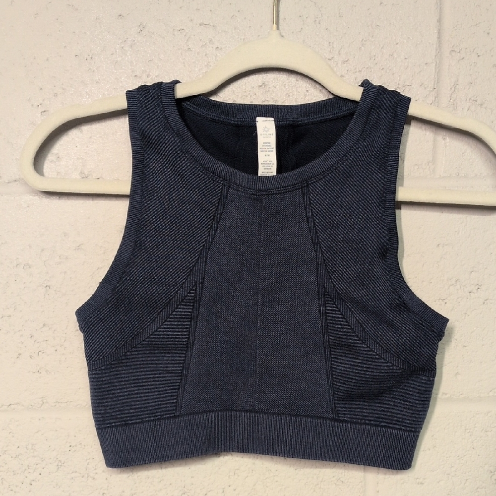 OFFLINE Aerie Seamless Longline Sports Bra, Navy Blue, Size Medium, like new